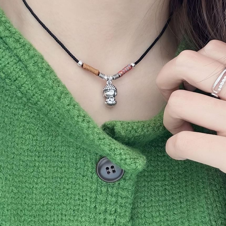 925 Buddha Pendant Necklace Silver Sterling