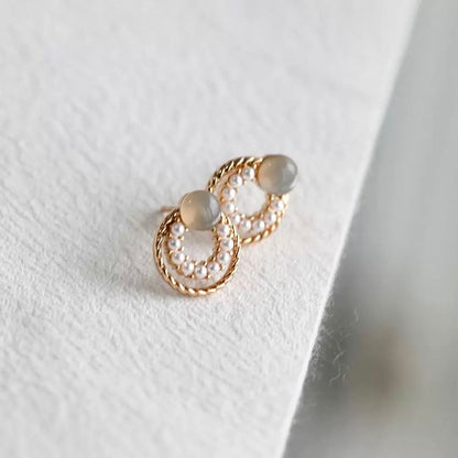 Silver Circle Sterling Earring Double 925 Stud