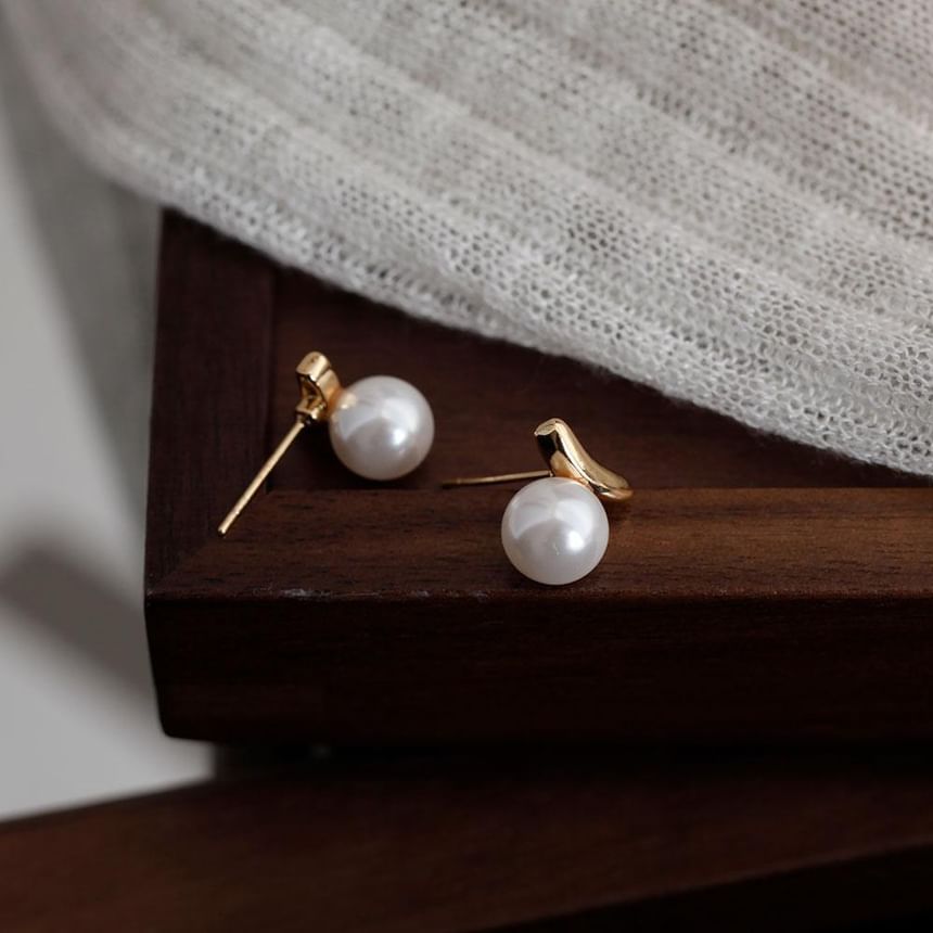 Pearl Stud 925 Silver Sterling Earring Faux