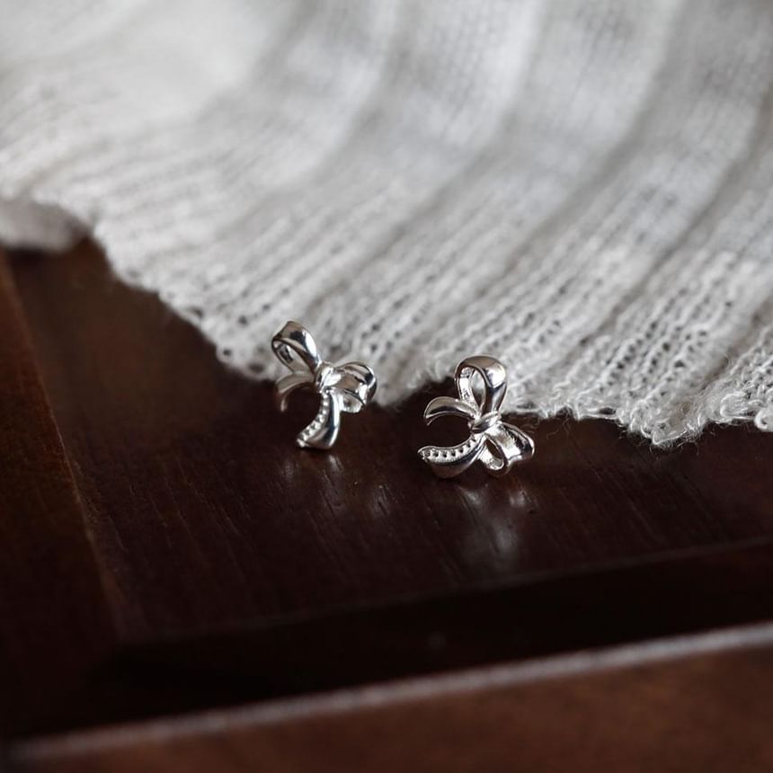 Bowknot 925 Sterling Stud Earring Silver
