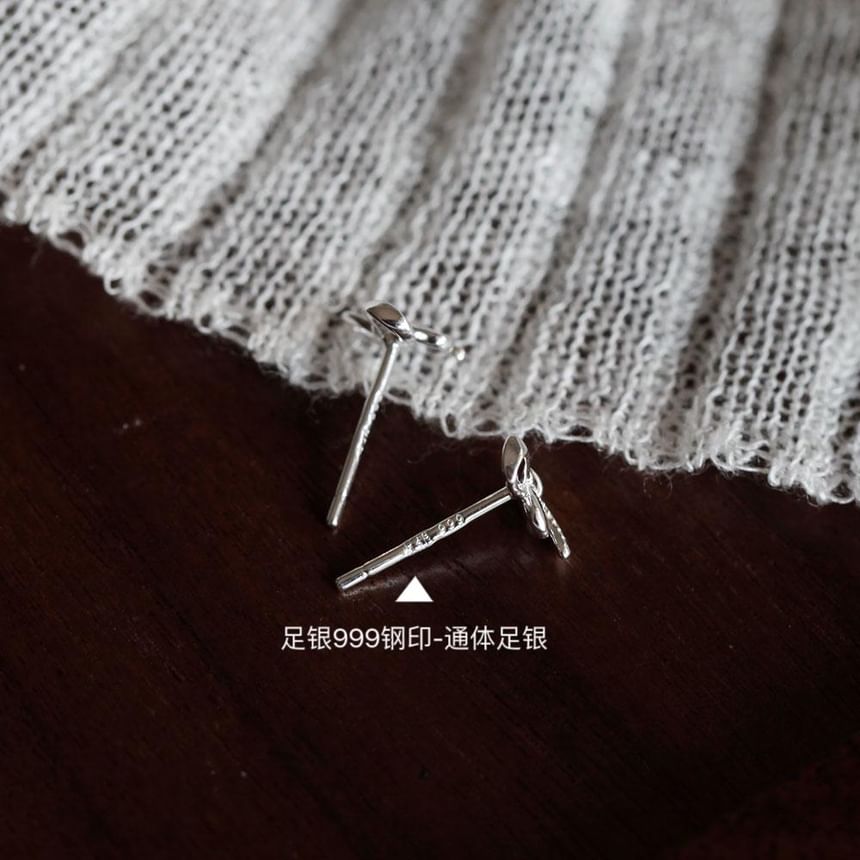Bowknot 925 Sterling Stud Earring Silver