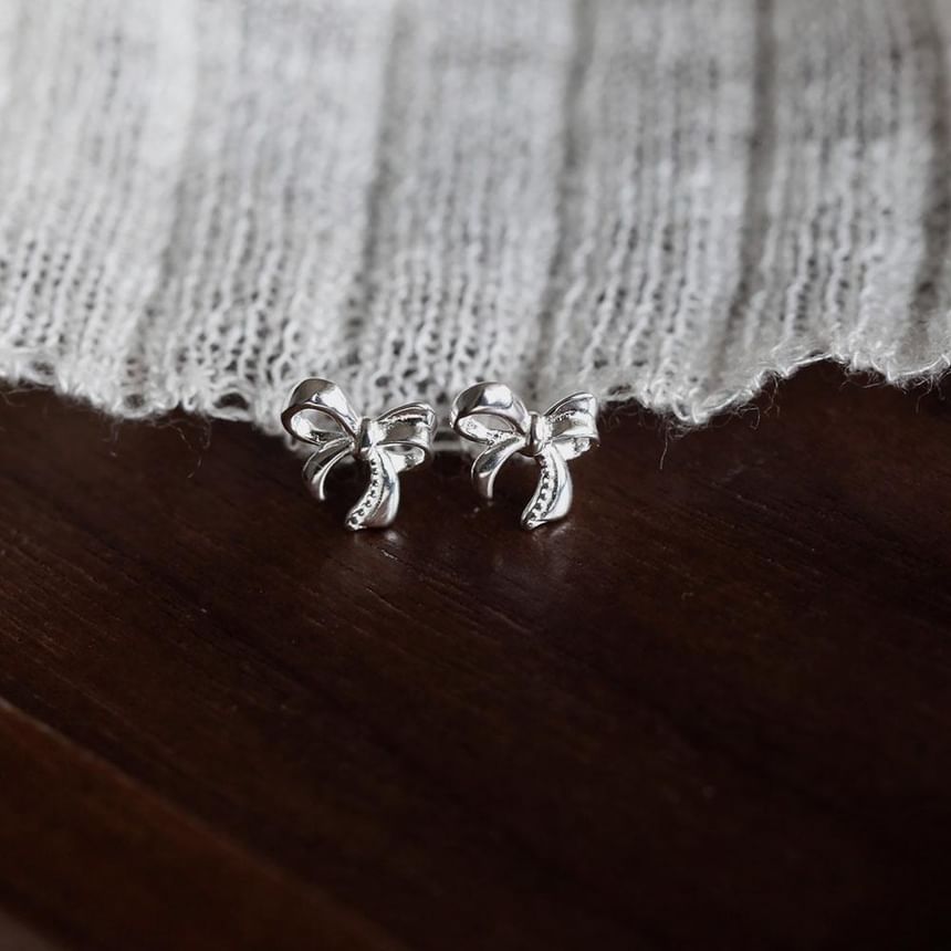 Bowknot 925 Sterling Stud Earring Silver
