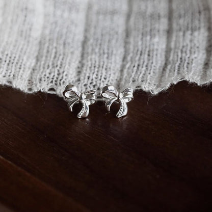 Bowknot 925 Sterling Stud Earring Silver