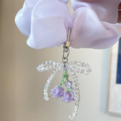 Beaded Bow Flower Phone Charm