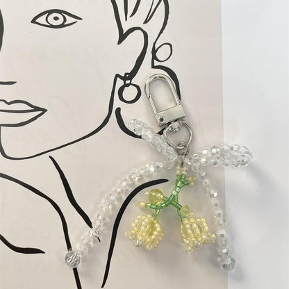 Beaded Bow Flower Phone Charm