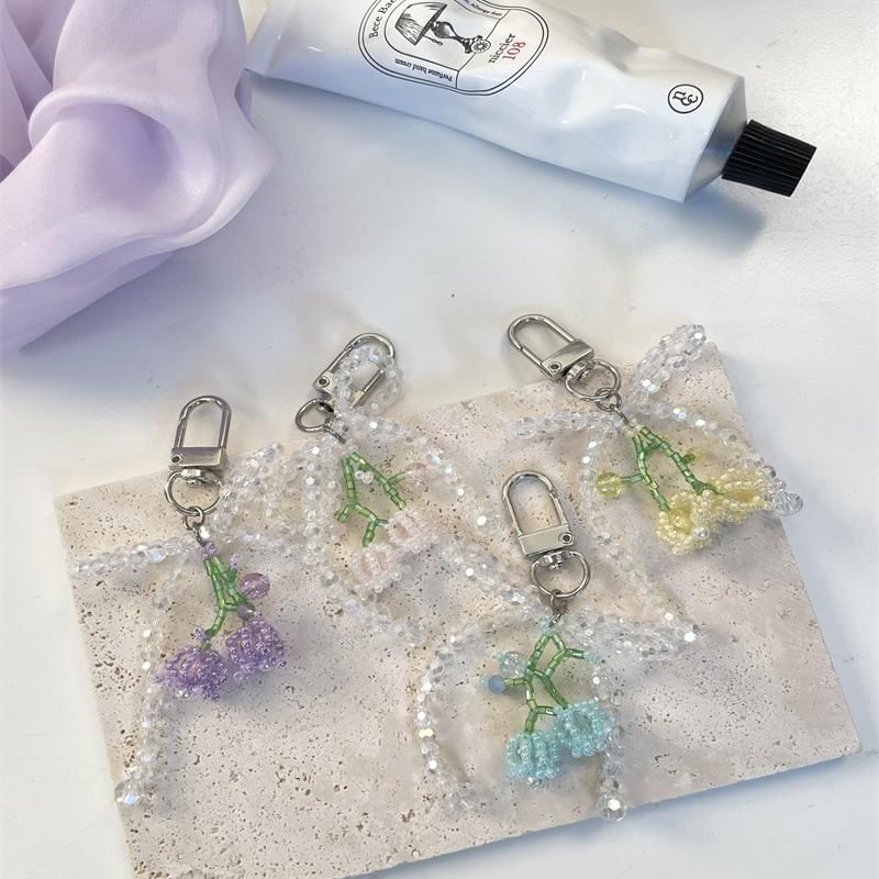 Beaded Bow Flower Phone Charm