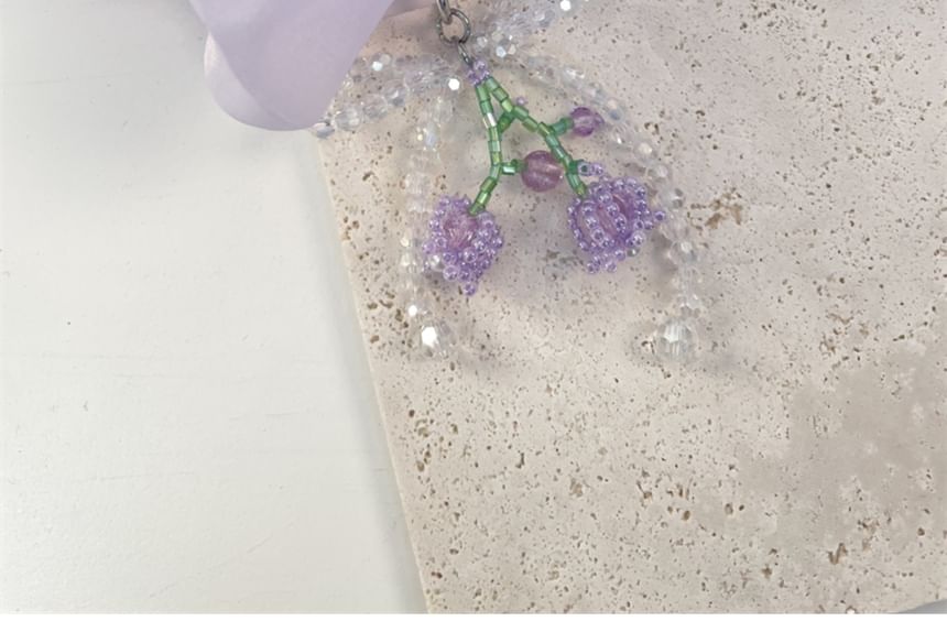 Beaded Bow Flower Phone Charm