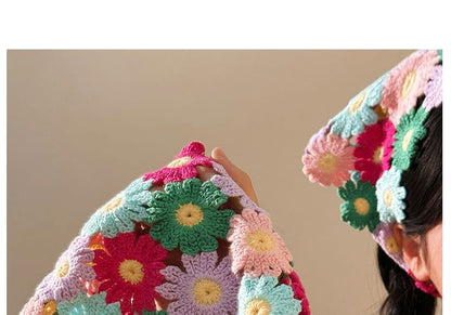 Scarf Floral Knit Head Triangle