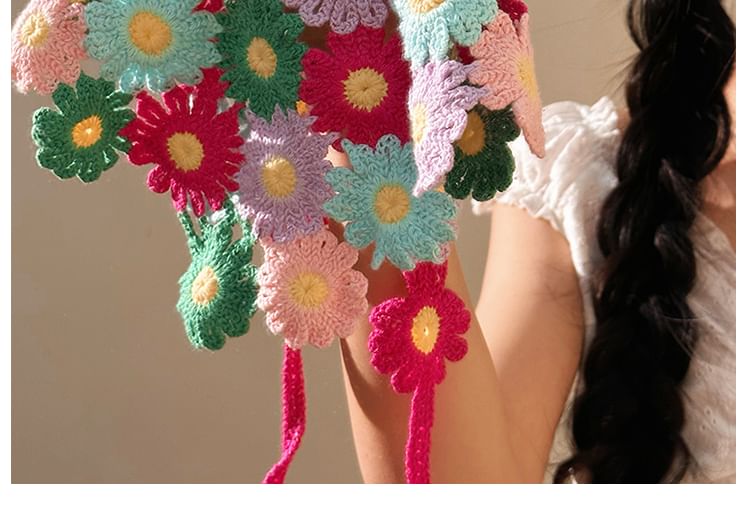 Scarf Floral Knit Head Triangle