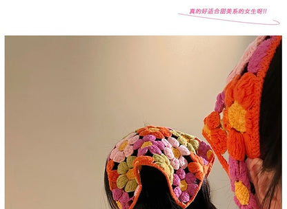 Scarf Floral Knit Head Triangle