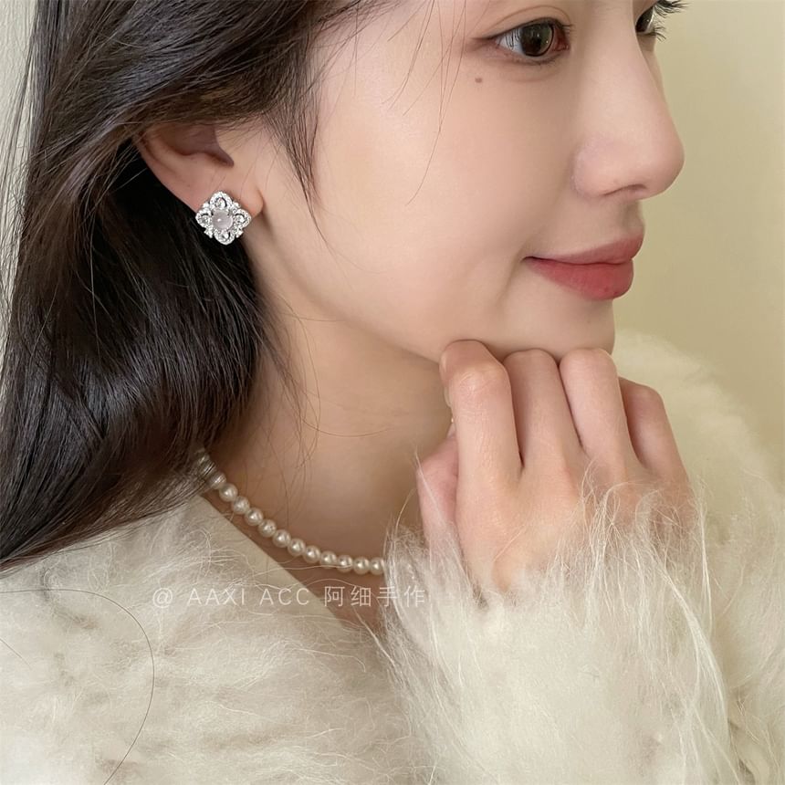 Leaf Rhinestone Earring Stud