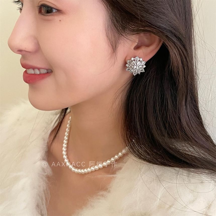 Flower Stud Earring Rhinestone