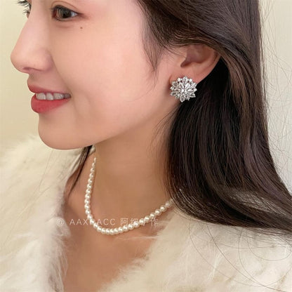 Flower Stud Earring Rhinestone