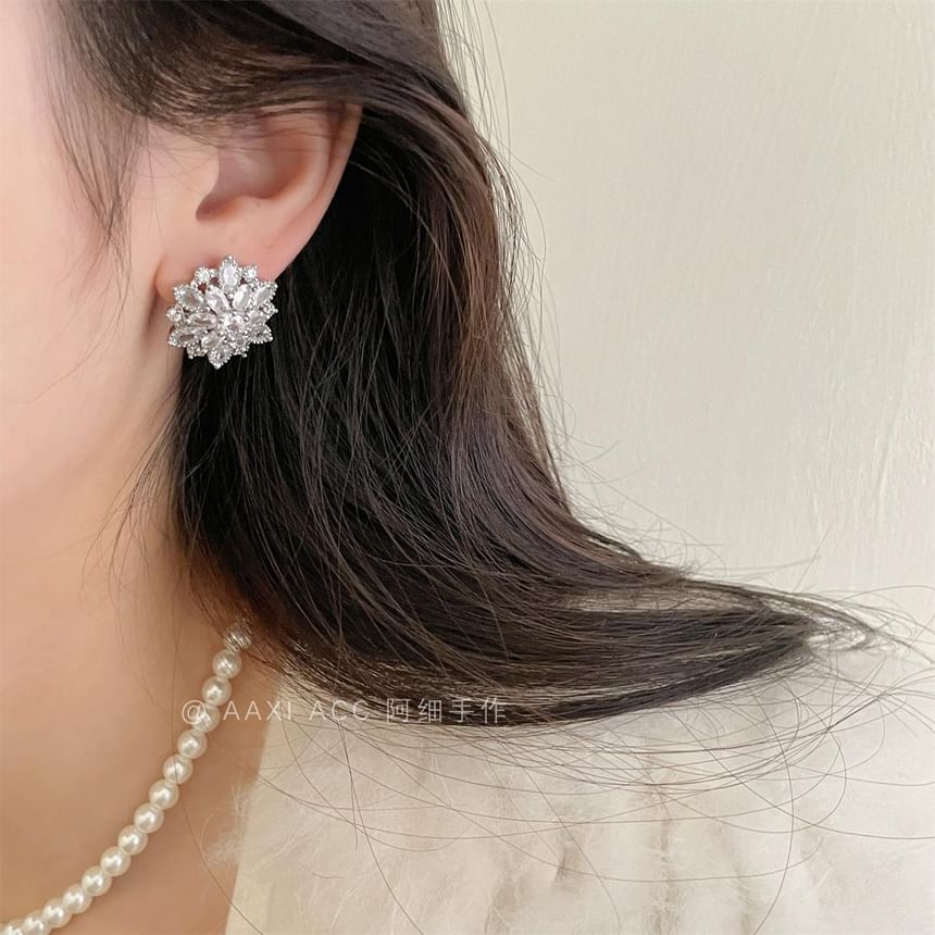 Flower Stud Earring Rhinestone