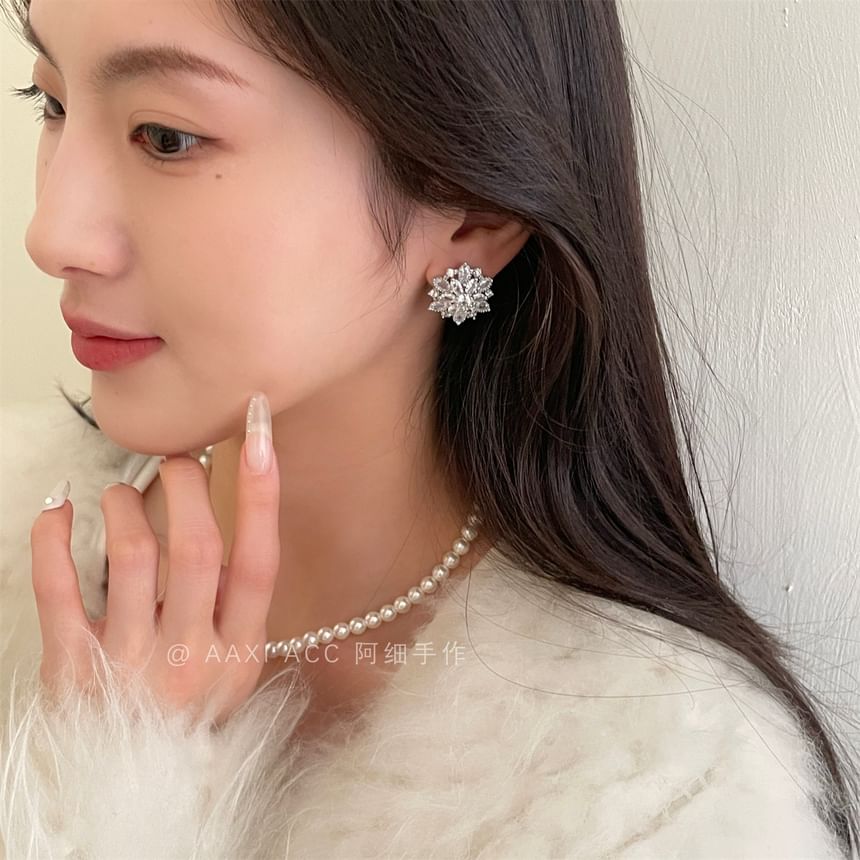Flower Stud Earring Rhinestone