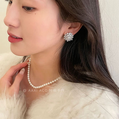 Flower Stud Earring Rhinestone