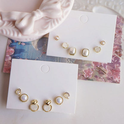 Set Earring Faux Pearl Stud