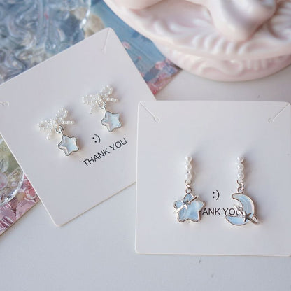 Dangle Earring Pearl Star Faux