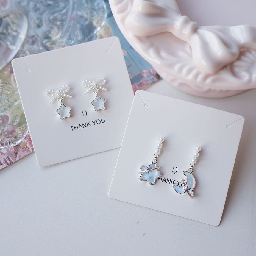 Dangle Earring Pearl Star Faux