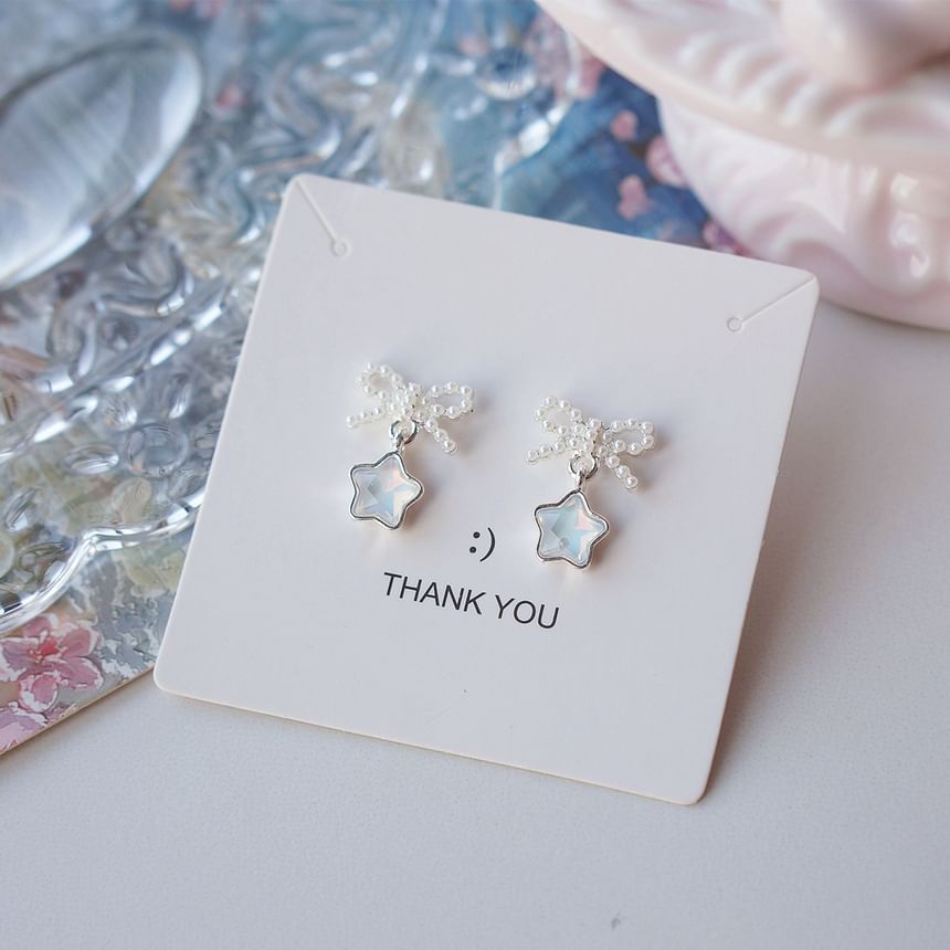 Dangle Earring Pearl Star Faux