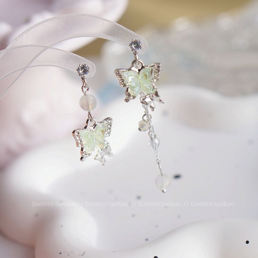 / Clip On Butterfly Dangle Earring Beaded