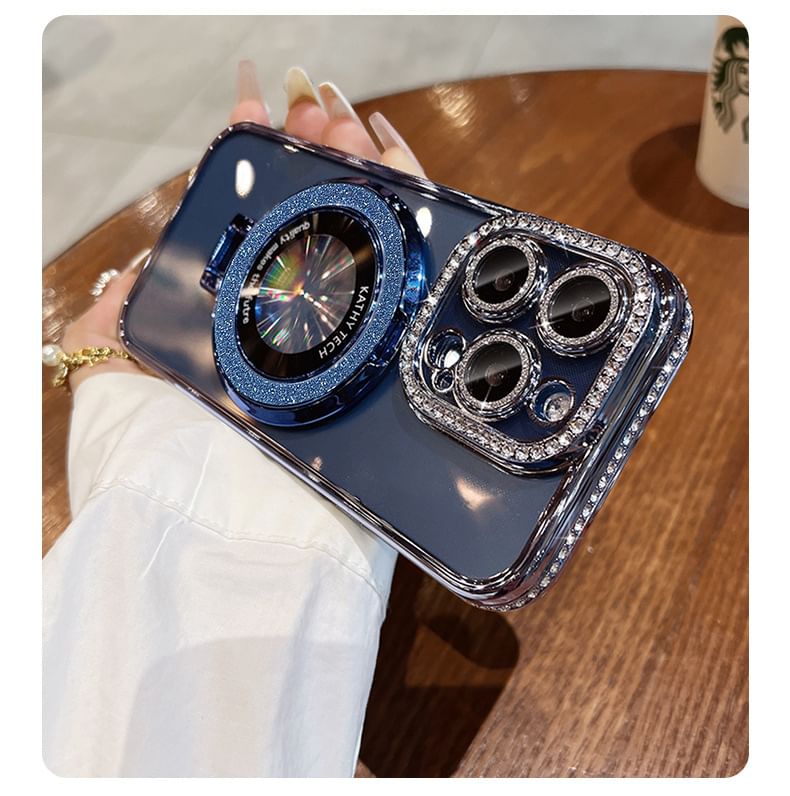 Stand Phone with Magnetic Transparent MagSafe) Case Rhinestone (Compatible