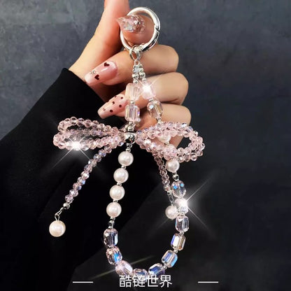 Pad Pearl Crystal with Bow Strap Faux Lanyard Phone