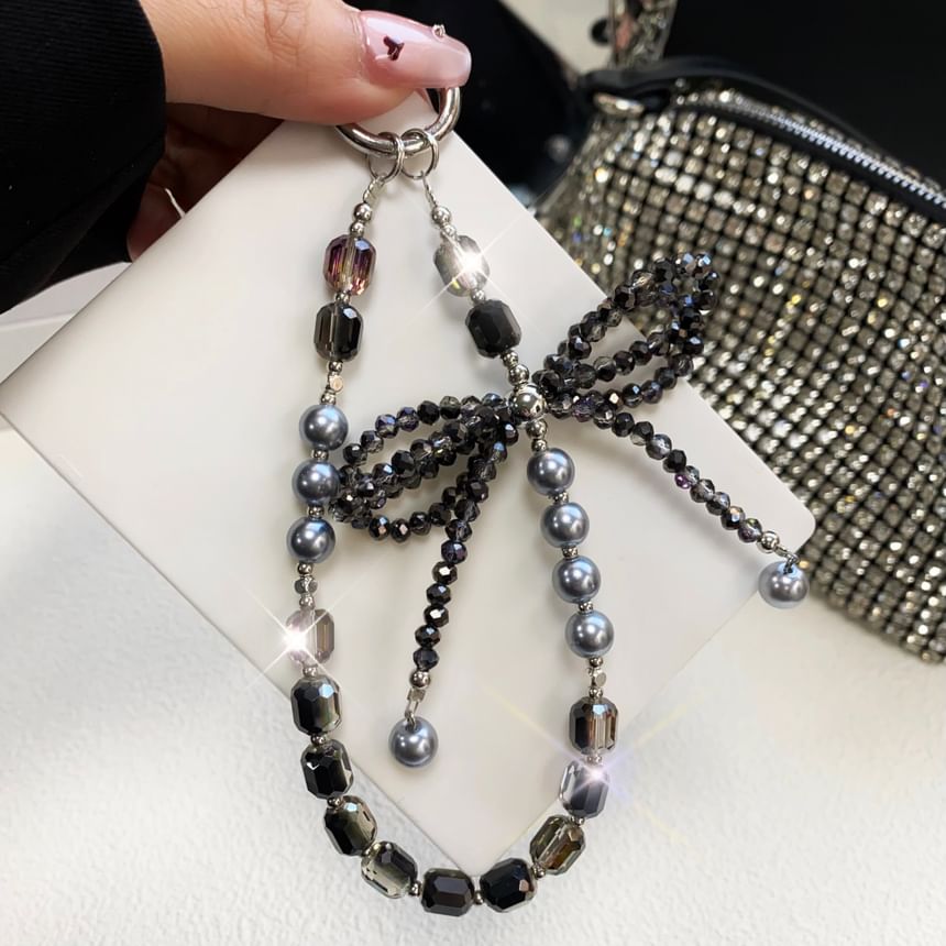 Pad Pearl Crystal with Bow Strap Faux Lanyard Phone