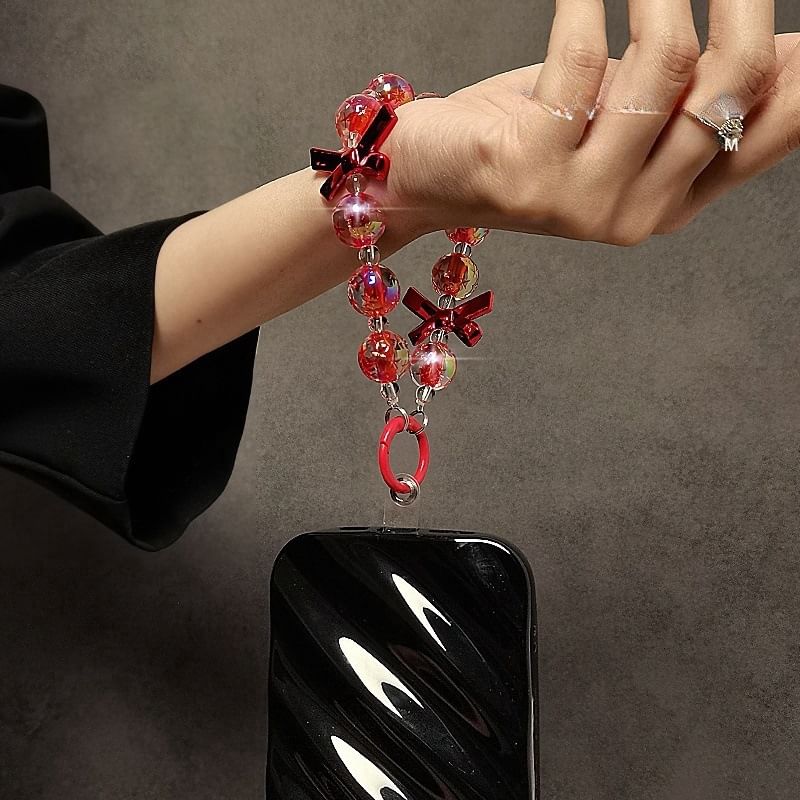 Bow Phone Crystal Strap Faux