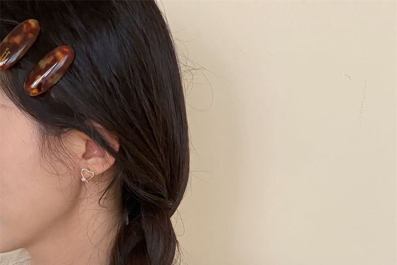 Silver 925 Faux Earring Sterling Heart Pearl Stud