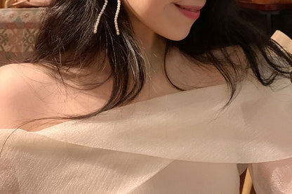 Silver Bow 925 Beaded Sterling Earring Stud