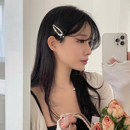 Beaded Hair Clip Bow Alloy Set