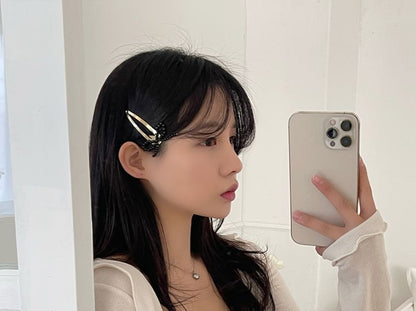 Beaded Hair Clip Bow Alloy Set