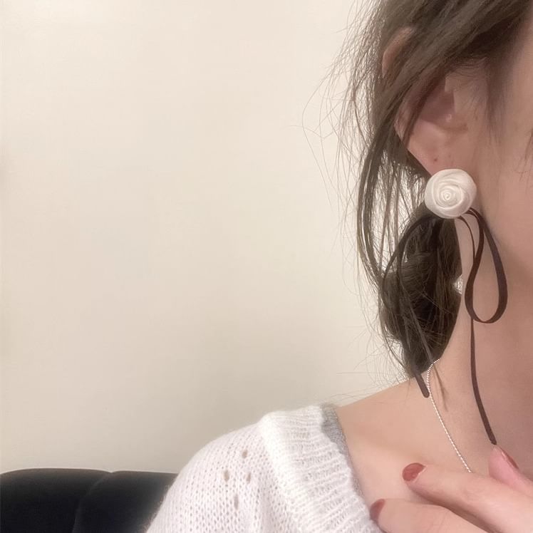 Stud Ribbon Flower Earring