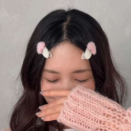 Fluffy Clip Heart Hair Set
