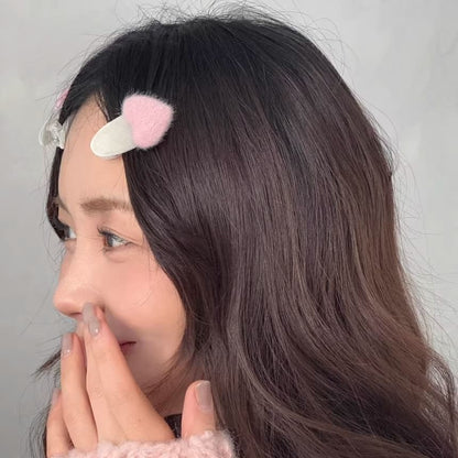 Fluffy Clip Heart Hair Set