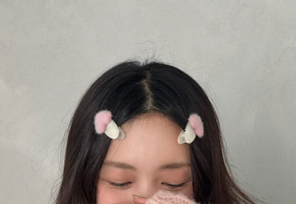 Fluffy Clip Heart Hair Set