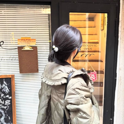 Faux Flower Hair Pearl Tie