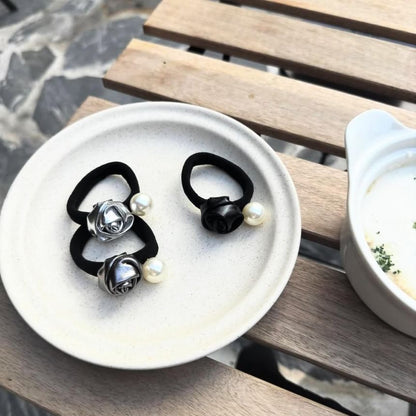 Faux Flower Hair Pearl Tie