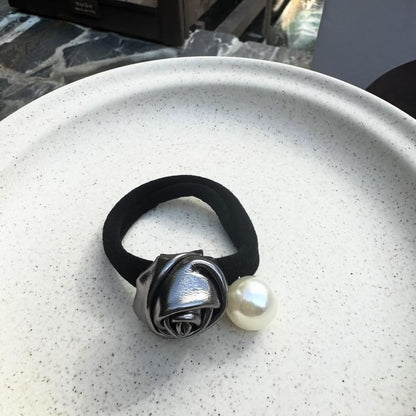 Faux Flower Hair Pearl Tie