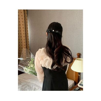 Pearl Hair Clip Bow Faux