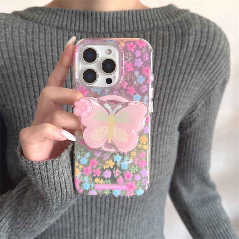 Magnetic (Compatible Floral with Phone MagSafe) Print Case