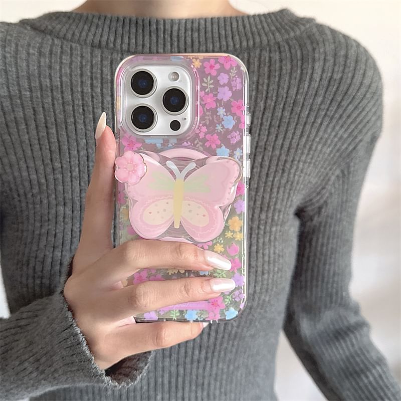 Magnetic (Compatible Floral with Phone MagSafe) Print Case
