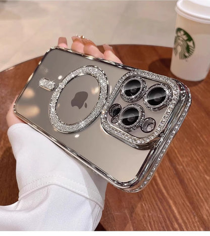 (Compatible Case MagSafe) Magnetic Embellished Phone with