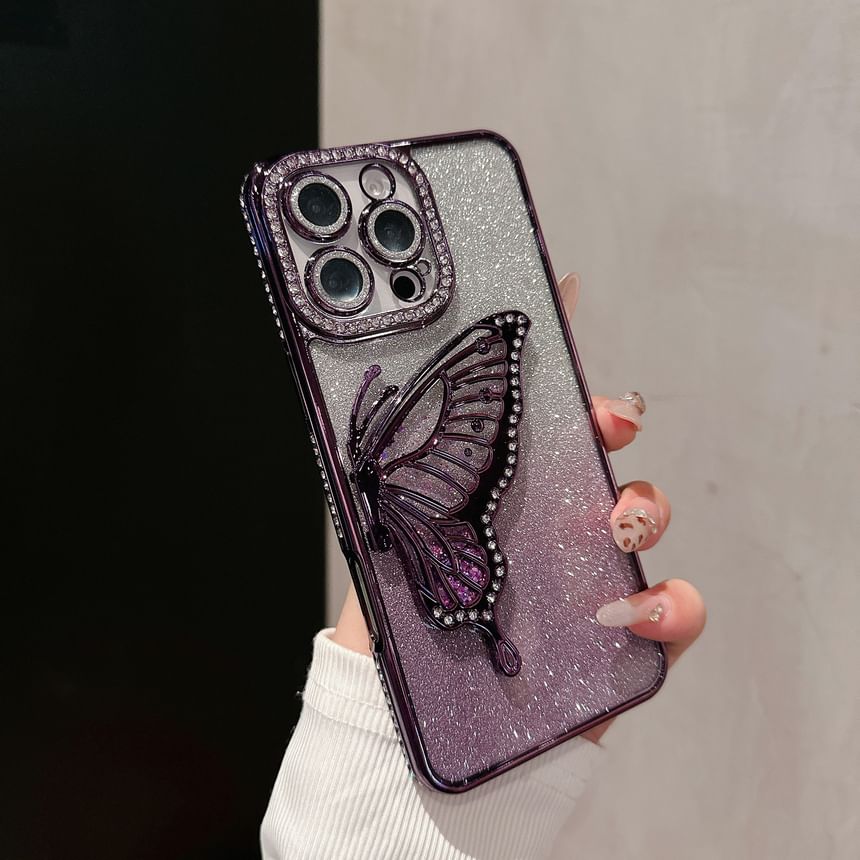 Stand Embellished Case Phone Butterfly