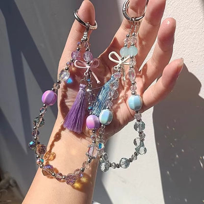 Bow Pad Faux Strap Crystal Phone with Lanyard