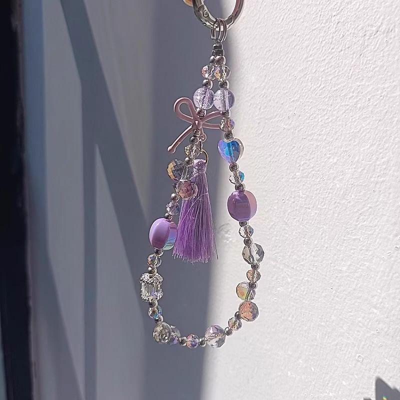 Bow Pad Faux Strap Crystal Phone with Lanyard