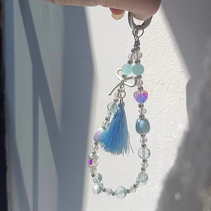 Bow Pad Faux Strap Crystal Phone with Lanyard