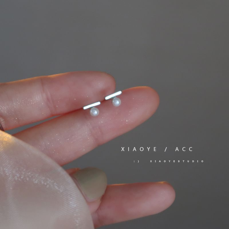 Faux Silver Pearl Earring S925 Stud Sterling