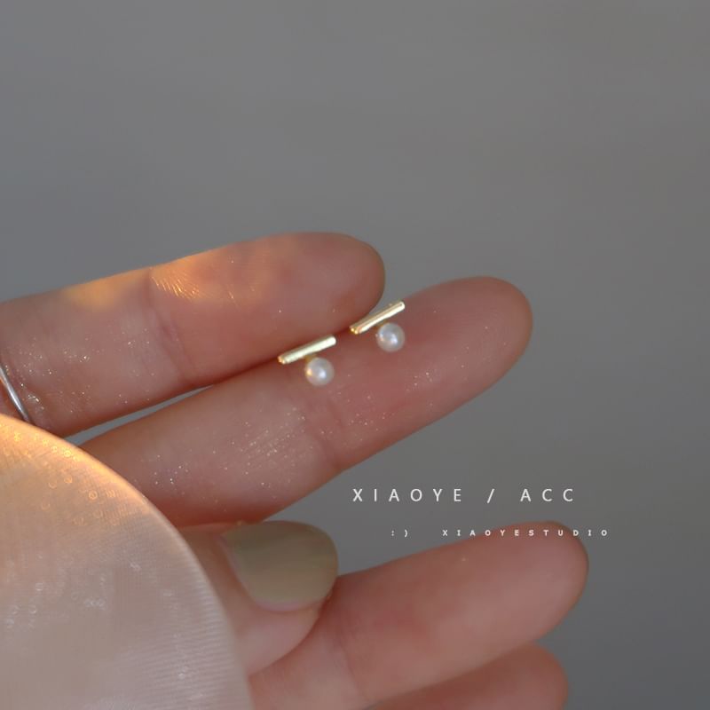 Faux Silver Pearl Earring S925 Stud Sterling